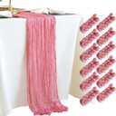 12 Pack Cheesecloth Table Runner 10ft Boho Rustic Gauze Cheese Cloth Table Runner for Wedding Party Bridal Baby Shower Birthday Reception Feasts Ceremoy Table Decorations(Dusty Rose)