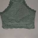 WDIRARA Women's Eyelet Halter Crop Top Lace Embroidery Slim Fitted Tops. Size Small