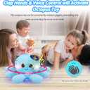Musical Octopus Baby Toy - Crawling & Rotating Octopus Toy with Recording, Light-Up Voice Control, Clap Hands Awake for 2-6 Year Old Boys and Girls, Tummy Time Sensory Toy (Blue)