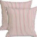 RYSMIYOU Decorative Throw Pillow Covers Set of 2 Red Striped Pillow Covers 18x18 Inch Throw Pillow Cover Linen Pillowcase Modern Farmhouse Outdoor Pillow Covers for Couch Sofa Living Room