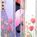Floral Clear Case for Galaxy S21 for Women/Girls,Pretty Phone Case for Samsung Galaxy S21,Flower Design Slim Soft Transparent Drop Proof TPU Protective Silicone Bumper Cover Shell,FL-35