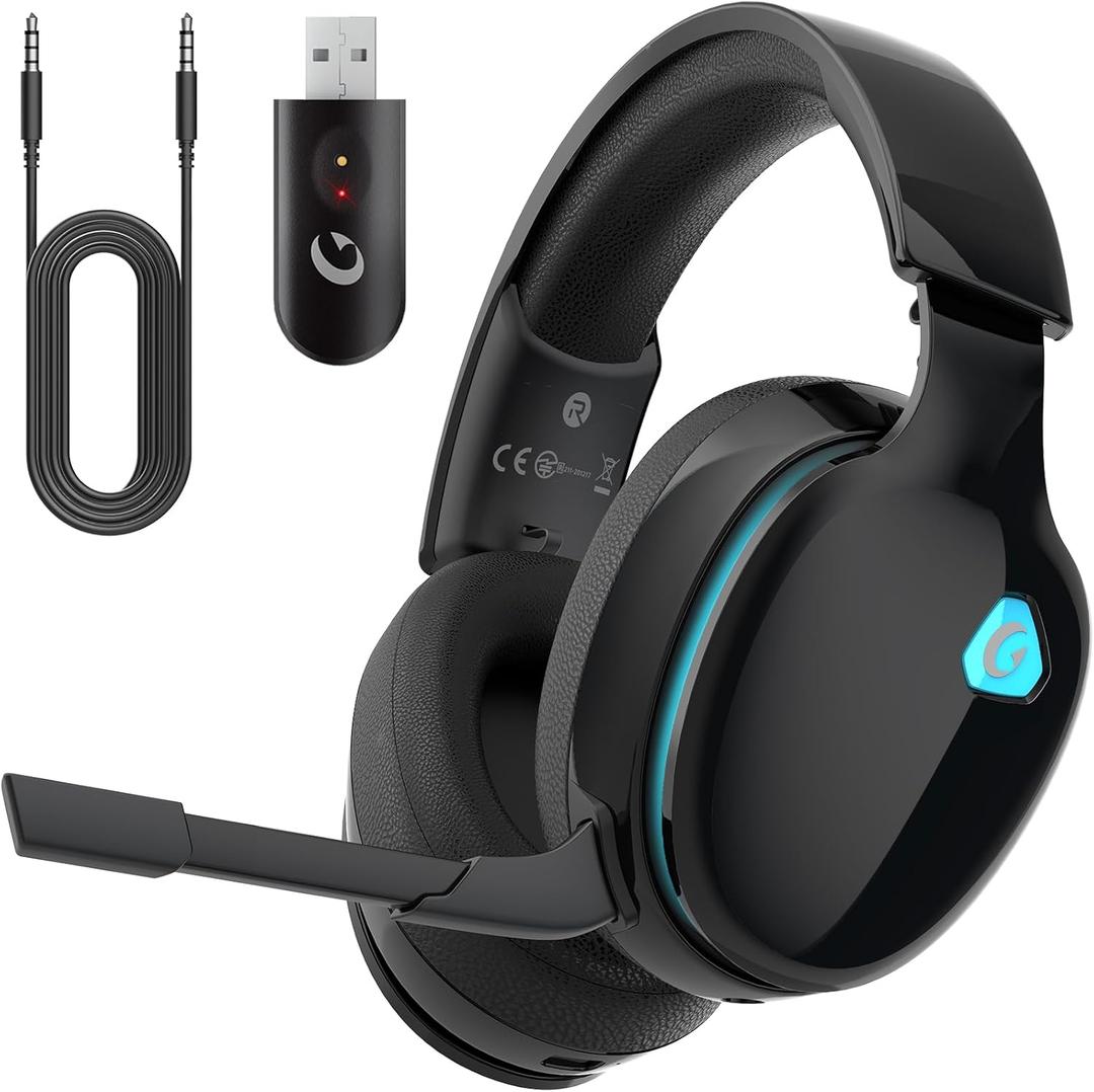 Gaming Headset Wireless 2.4GHz for PS5, PS4 Fortnite/Call of Duty/FPS Gamers, PC, Switch, Bluetooth 5.3 Gaming Headphones with ENC Microphone, Surround Sound, 40+H Battery (Black)