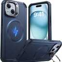 ESR for iPhone 15 Case with Stand, 23 ft Military-Grade Drop Protection Heavy Duty Magnetic Phone Case, Compatible with MagSafe Accessories, Cyber Series, Blue