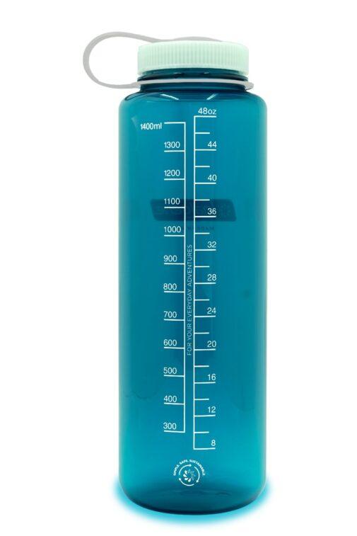 Nalgene Sustain Tritan BPA-Free Water Bottle Made with Material Derived from 50% Plastic Waste (using ISCC certified mass balance), 48 OZ, Wide Mouth, Blue