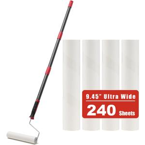 Large Lint Rollers for Pet Hair Extra Sticky, Dog & Cat Hair Remover, 9.45" Wide, 51" Long Handle Pet Hair Fur Sticky Lint Roller, Ideal for Floor, Carpets, Couch, Bed Sheets, Clothing & Car Cleaning