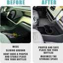 BestEvMod for Rivian R1T R1S Lower Center Console Organizer Tray Compatible with Rivian R1T R1S 2022 2023 2024 Fit 32oz Bottle Accessories(Black)