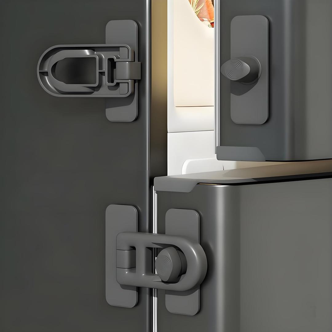 4 Pack Child Proof Cabinet Locks,Baby Proofing Locks for Cabinets, Oven, Freezer & More,Easy to Install, No Drill, Secure Adhesive (Grey) (Gray)