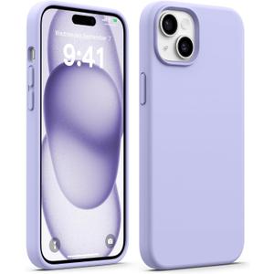 AOTESIER Compatible with iPhone 15 Plus Case, Full Body Food-Grade Silicone Wear-Resistant, Anti-Drop Protection with Soft Anti-Scratch Microfiber Lining Phone Case, Light Purple