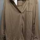 HOTOUCH Waffle Button Down Shirts for Women Dressy Casual Work Shacket V Neck Long Sleeve Lightweight Tops with Pocket (Medium, Khaki)