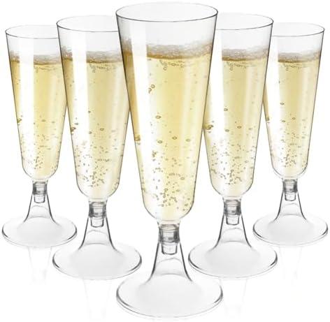 CALBODE 49 Pack Plastic Champagne Glasses 5 OZ Clear Disposable Champagne Flutes Plastic Mimosa Cups Acrylic Wedding, Toasting Glasses for Party, Birthday, Cocktail Cups Bulk