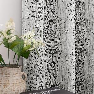 Black Curtains 96 Inch Length for Living Room 2 Panel Set Grommet Damask Medallion Moroccan Patterned Light Blocking Window Curtain Drapes for Bedroom,52x96 Inches Long