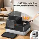 XXXL Stainless Steel Cat Litter Box with Lid – 28.3"×20.2"×17.3", Black