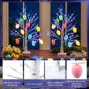 VIHOSE 4 Pcs Easter Decoration 2ft LED Lighted Birch Tree & 2 String of LED Easter Eggs, 3 Aa or USB Powered, Tabletop Spring Decor for Home Mantel Indoor Office Bedroom