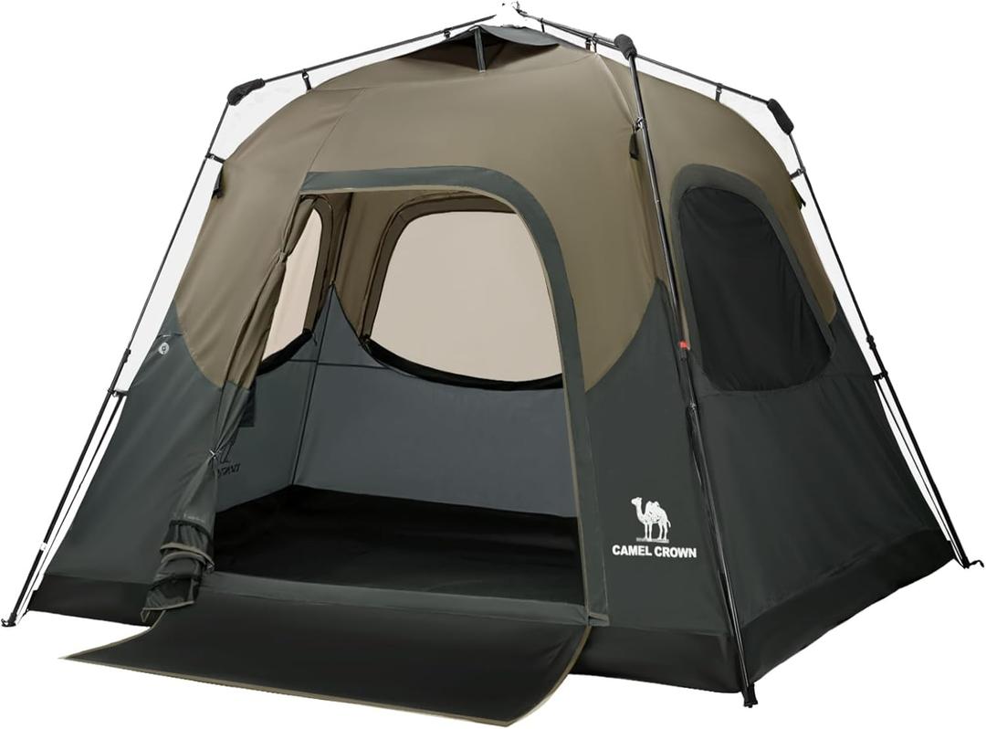 CAMEL CROWN Instant Tents for Camping 6 Person Tent Waterproof Easy Setup Sets Up in 60 Seconds Backpacking Tents with Carry Bag for Outdoor Hiking (Sandy Brown)