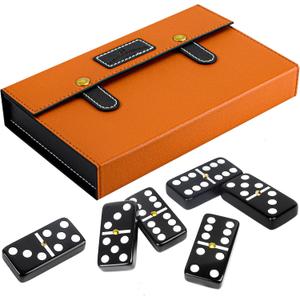 Bucher&Rossini Dominoes Set Double 6 - Classic Black Domino's Game Set for Adults and Kids Idea Gift Present for Domino Players or Family Game Night (Black New)