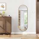 Oval Full Length Mirror, 48"16" Wall-Mounted Mirror with Metal Frame, Ultra-Clear Explosion-Proof Dressing Mirror, Simple and Classic Deco for Cloakroom/Bedroom/Living Room, Gold