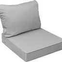 AAAAAcessories Outdoor Seat Cushions for Chairs, Fade-Resistant, Waterproof Patio Furniture Replacement Cushions, 22" x 22" x 3" + 22" x 17", Gray