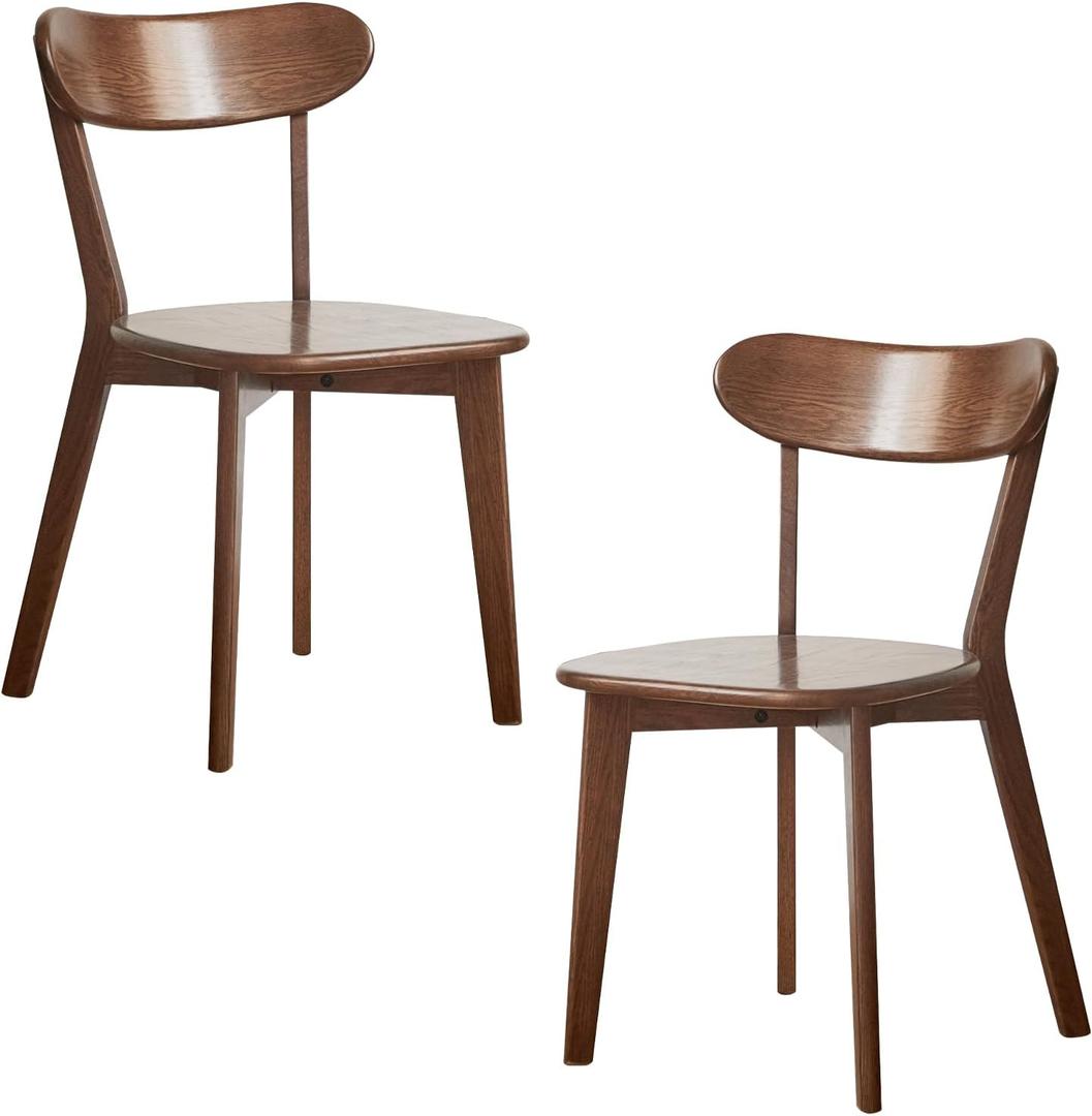 Walnut Dining Chairs Set of 2, Solid Oak Wood
Mid Century Modern, Armless & Curved Back. Heavy Duty 400 LBS, Easy Assembly. for Kitchen, Dining Room & Breakfast Nook