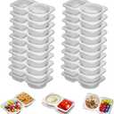 UVHJW 20 Set Reusable Snack Containers, 2-Compartment Dipping Containers with Lid for Refrigeration, Portion Control, Outdoor Takeaway Sauce Dip Case