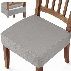 Songrey Waterproof Seat Covers for Dining Chairs Set of 6, No Rear Chair Covers, Stretch Removable Washable Chair Slipcover Protector, Light Gray
