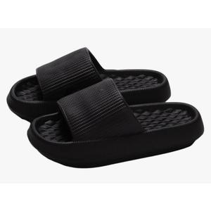 Pillow Slippers for Women And Men House Slides Shower Sandals Thick Sole Beach Pool Non-Slip Comfort Cloud Shoes, Black, 42-43