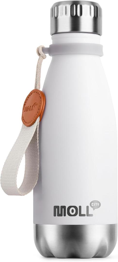 Small Water Bottles -9 oz Stainless Steel Insulated Water Bottles for Back to School Reusable Metal Flask for Girls (White)