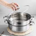 Steamer Pot for Cooking 11.9 inch Steamer Pot Upgrade Capacity, 2-tier Multipurpose 18/8 Stainless Steel Steam Pot Cookware with Lid for Vegetable, Dumpling, Stock, Sauce, Food