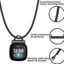 Stainless Steel Necklace Compatible with Fitbit Versa 4/Versa 3/Sense 2/Sense Necklace Clip Chain Pendent Adapter