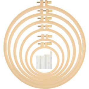 6 Pcs Embroidery Hoop 6 Size, Round Plastic Cross Stitch Hoop with 16 Needles (3.6In to 10.7 in), Small Embroidery Hoop, Cross Stitch Hoops and Frames, Suitable for Embroidery, Craft Sewing