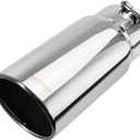 Upower Universal Diesel Trucks Car Exhaust Tip 4 Inch Inlet 6" Outlet 15" Long Stainless Steel Bolt-On (Silver)