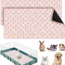 Bissap 2 Packs Guinea Pig Cage Liners, 47''X24'' Washable Guinea Pig Pee Pads Non Slip Reusable Fast and Super Absorbent Bedding for Small Animals Rabbit Hamster Chinchillas Rat - Pink