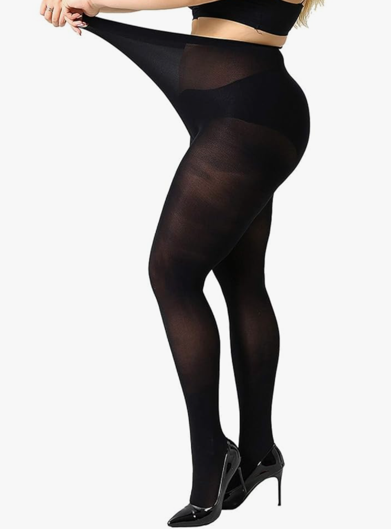 MANZI Women's 2 Pairs Plus Size Control Top Tights Ultra-Soft Panty Hose, XXXL