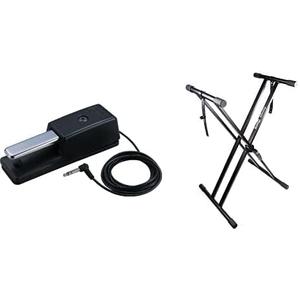 Roland DP-10 Real-Feel Pedal with Non-Slip Rubber Plate and RockJam Xfinity Heavy-Duty, Double-X, Pre-Assembled, Infinitely Adjustable Piano Keyboard Stand with Locking Straps