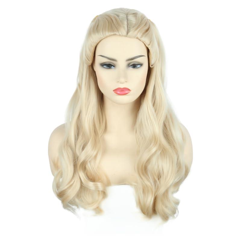Topcosplay Women Wigs Blonde Long Curly Wavy Halloween Cosplay Costume Glinda Wig P2439 (Gold)