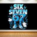 Funny 6 7 Meme Birthday Decoration Italian Brainrot Six Seven Photo Booth Backdrop Kids Meme 67 Decoration Background Banner Wall Decor (Italian Brainrot-1, 3.65.9ft)