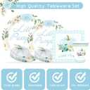 Aukolass Pumpkin Party Supplies Tableware Set - Fall Theme Party Decorations Including Plates, Napkins and Cups for Pumpkin Birthday and Baby Shower Party, Serves 24 Guests (blue)