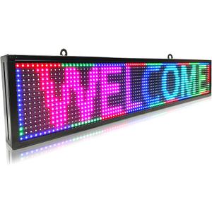 P10 Outdoor Waterproof Digital Scrolling Led Sign Board Programmable, Full Color High Brightness Wifi Control, for Business Store Restaurant Window 39''x8'' (39x8)
