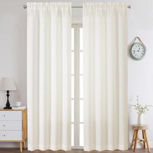 Chyhomenyc Linen Curtains 96 Inch Length 2 Panels, Faux Linen Textured Semi Sheer Airy Light Filtering Soft Privacy Farmhouse Curtain Drapes for Living Room Bedroom, Each 40" Wx96 L