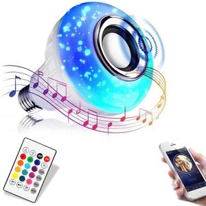 LED Light Bulb Bluetooth Speaker with Remote Control and APP, White+Color Changing - Works with E26 Base Fixture - Perfect Lamp for Home, Party, Bedroom, Indoor Floodlight Bulb (1 Count (Pack of 1))
