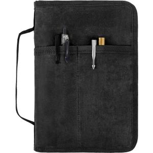 Field Notes Notebook Cover for 6.7 X 9.8 Inch with A5 Journal Cover Notebook Zipper Pocket Planner for Pen Holder,Water Resistant Cover Notebooks Sketchbook,Waterproof Waxed Canvas (Black)