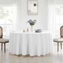 Round Tablecloth 132 Inch 1 Pack White Tablecloths Washable Decorative Linen Polyester Table Clothes Cover for Dining Table Banquets Buffet Parties and Wedding