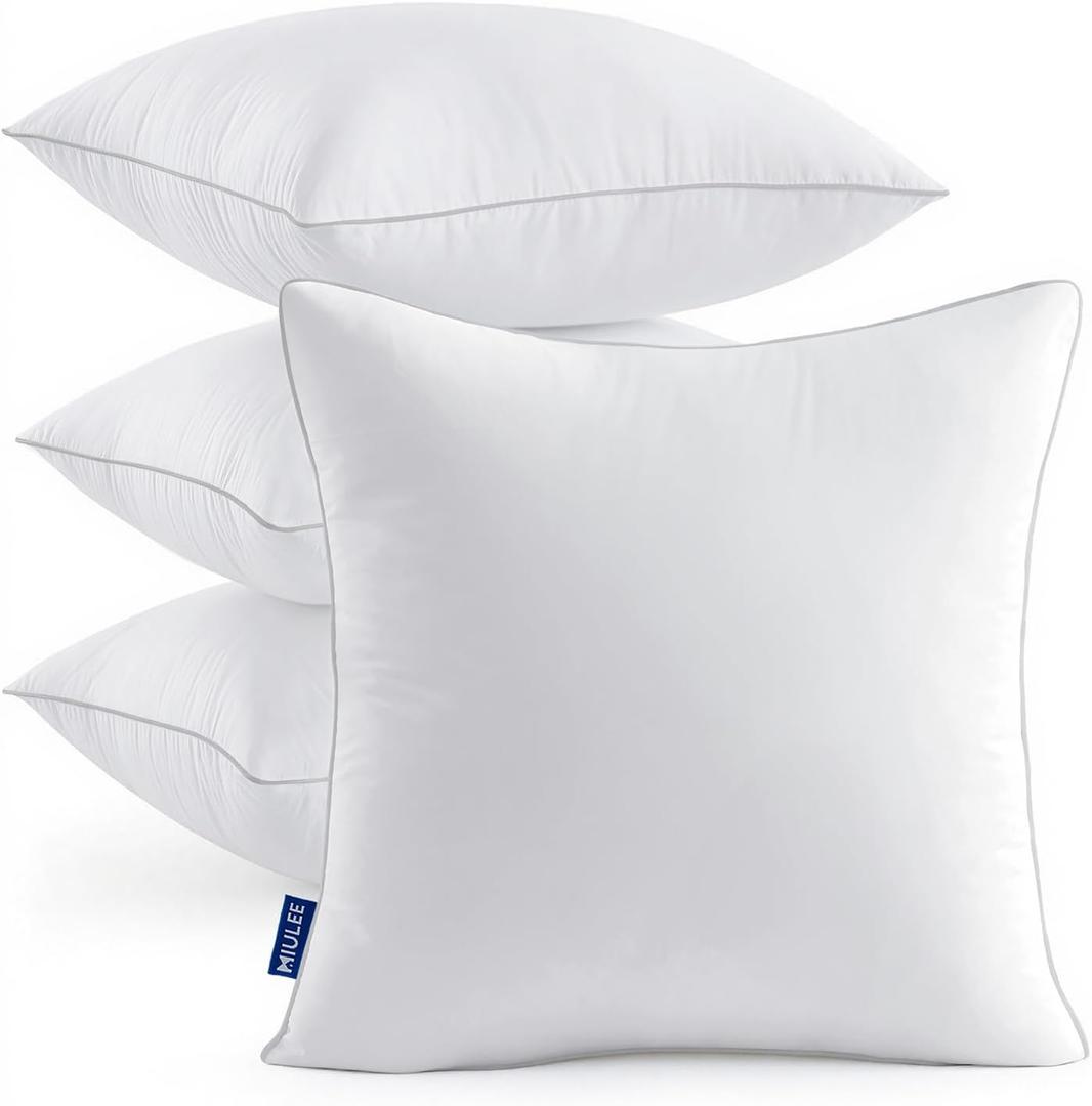 MIULEE 20x20 Inch Pillow Inserts Pack of 4 with 100% Textured Woven Fabric Cover