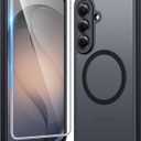 FNTCASE for Samsung Galaxy S26-Plus Case: Matte Magnetic Phone Cases with Screen Protector Compatible with Magsafe Slim Anti Yellowing Protective Translucent Cover (Frosted Black Magnetic)