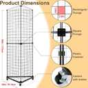 GADFISH Triangular Gridwall Panel Display Stand, Black Triangle Wire Grid Tower with Base and Casters, 24" x 68" Rolling Grid Wall, Panel Stand for Home Organization, Retail, Trade Show, Vendor, 24" x 20.87" x 68"