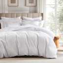 WDCOZY 100% Cotton Luxury Honeycomb Duvet Cover Set Queen Size with Hidden Zipper, White Waffle Weave Bedding, Textured Soft and Breathable Washed, Linen Like, 3 Pieces, 90x90 inches