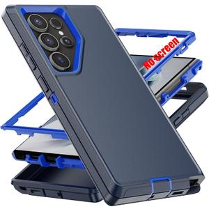 for S24 Ultra Case,[Military Grade] 3 in 1 Full Body Shockproof Dust/Drop Proof Heavy Duty Protection Cover, for Samsung Galaxy S24 Ultra 6.8 Inch, Dark Blue+Blue