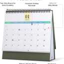 Desk Calendar 2026-2027, 2 Years Calendar Runs from Jan. 2026 until Dec 2027, Table Monthly Planner with Stickers for Home,Office,School Organization(L-Black+Green,9.8" x 9.6")
