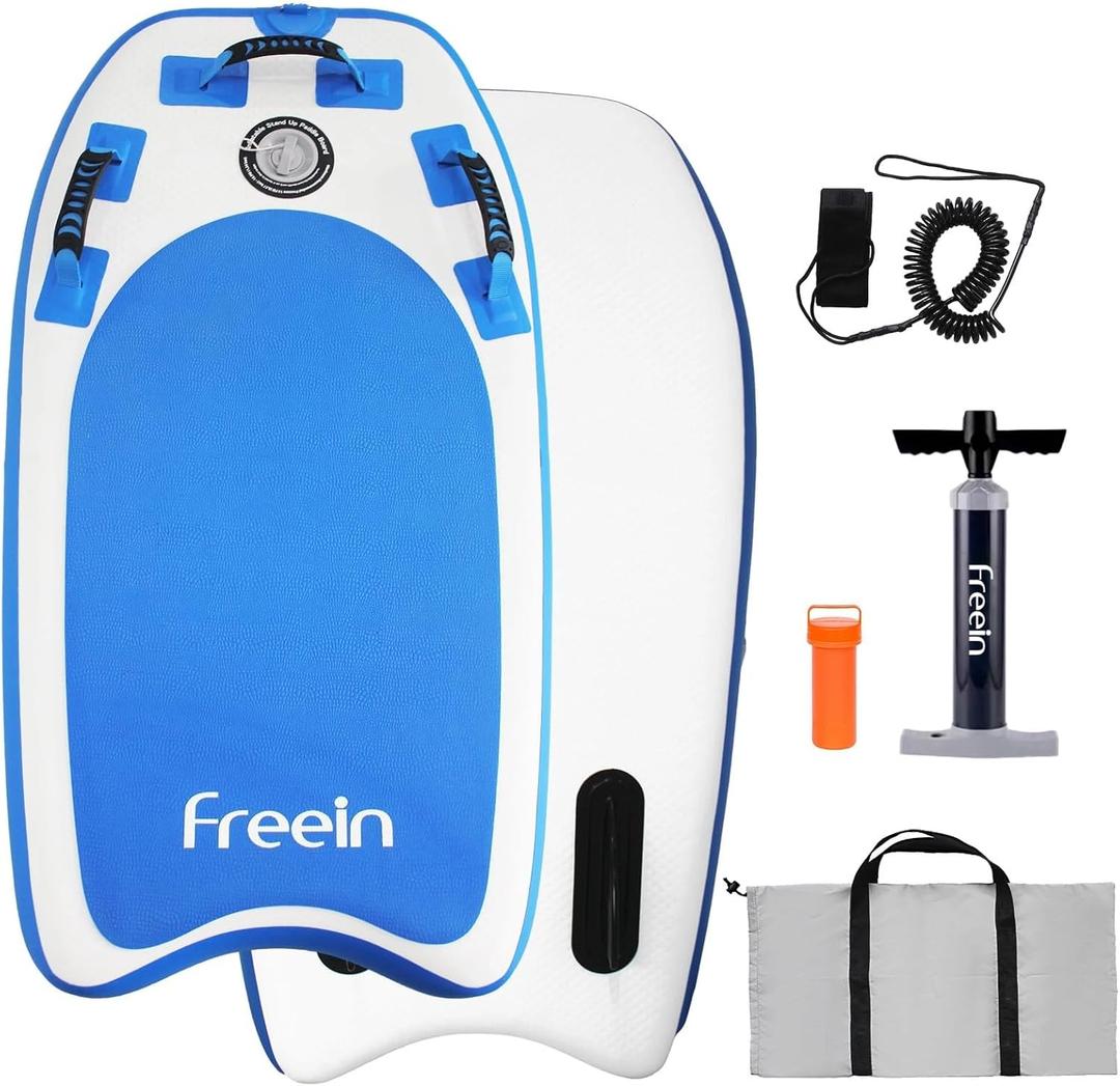 Freein Body Board Inflatable, Surfboards BodyBoards for Beach River, Foldable Design for Easy Storage and Transport, 40" x 21" x 4"