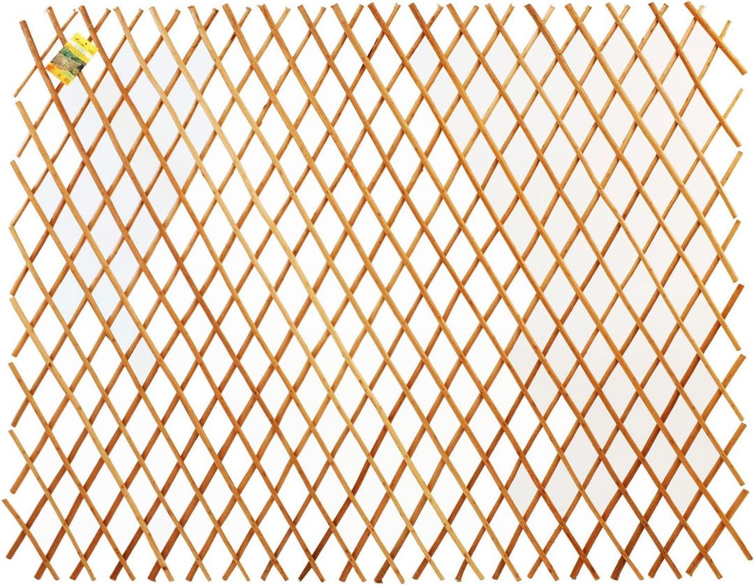 Backyard X-Scapes Expandable Peeled Carbonized Willow Wood Trellis for Climbing Plants Lattice Panel Fence Support 36 in H x 72 in L