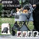 MUTTROS Pet Stroller for Dogs & Cats, 66lbs, Gray | One-click fold; 66lbs capacity; All-terrain wheels; Shock-absorbing wheels; Reversible handle; Washable pad